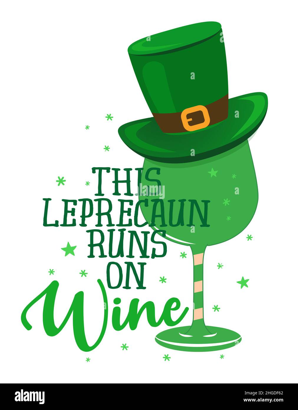 Dieser Kobold Runs on Wine - lustiges St. Patrick's Day inspirierendes Schriftzüge-Design für Poster, Flyer, T-Shirts, Karten, Einladungen, Aufkleber, Bann Stock Vektor