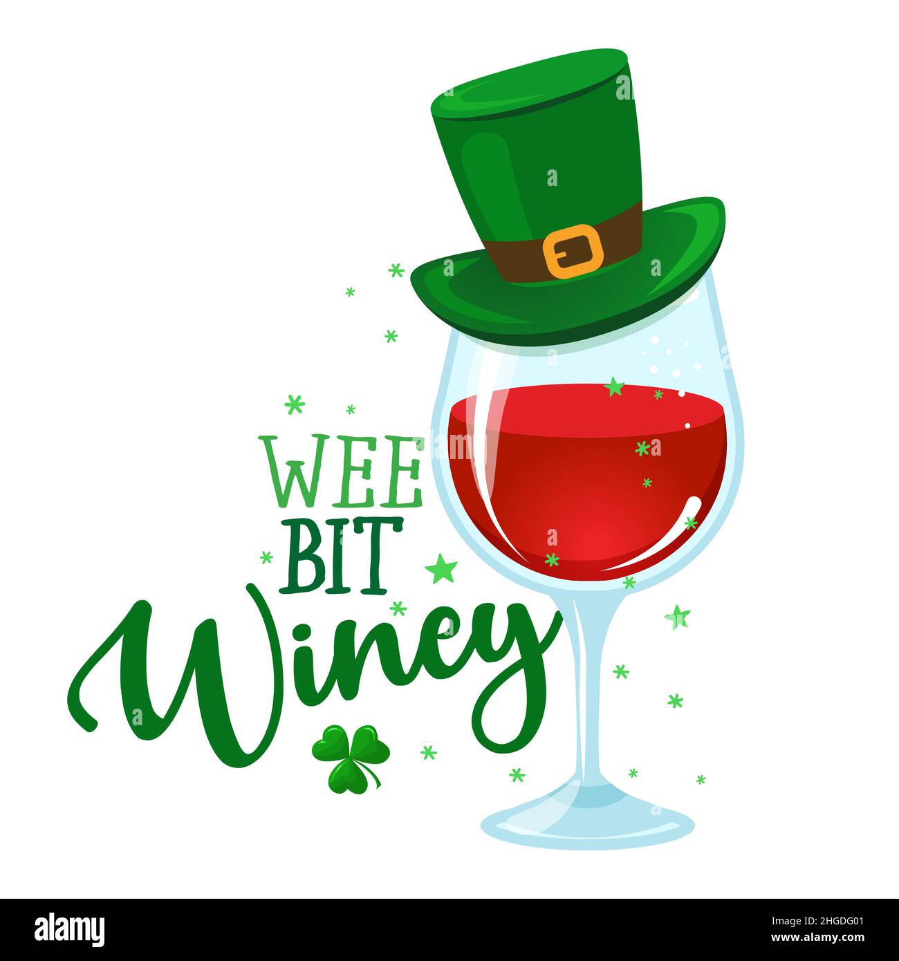 A wee bit Winey - lustiges St. Patrick's Day inspirierendes Lettering Design für Poster, Flyer, T-Shirts, Karten, Einladungen, Aufkleber, Banner, Geschenke. Stock Vektor