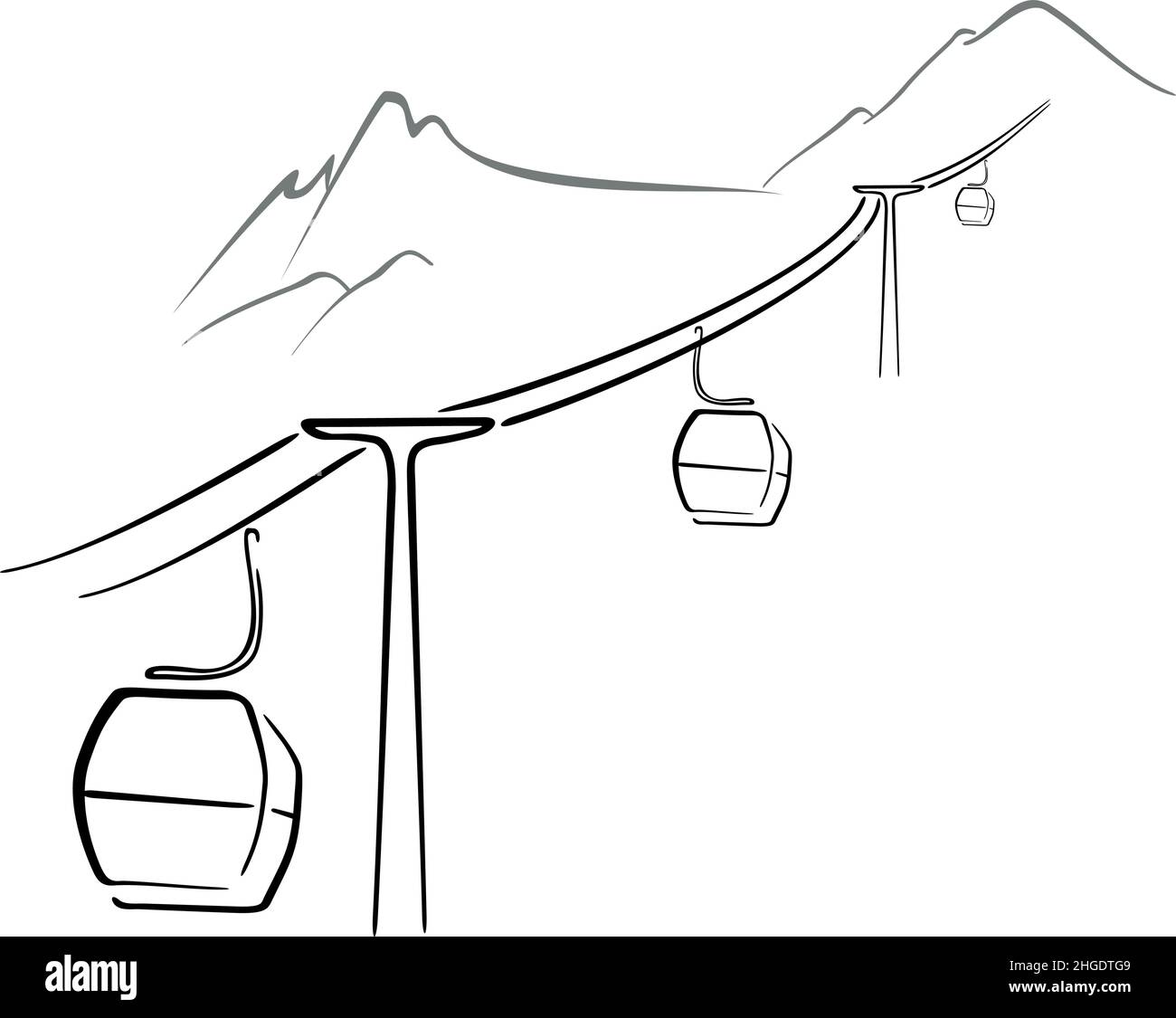 Seilbahn zum Berggipfel Stock Vektor