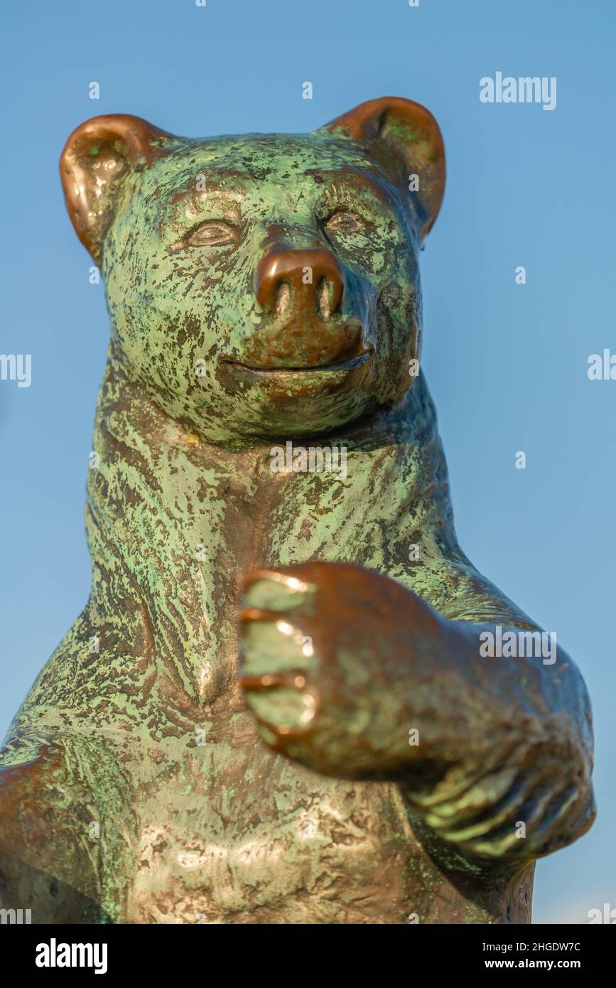Detail des Denkmals Berliner Bär auf der Nordseeinsel Helgoland, Kreis Pinneberg, Schleswig-Holstein, Norddeutschland, Mitteleuropa Stockfoto