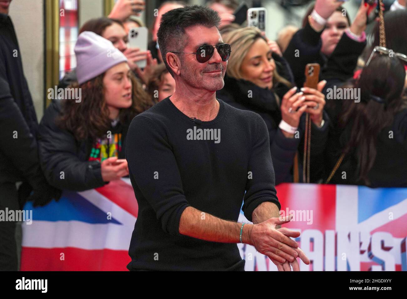 Richter Simon Cowell kommt zu den britischen Got Talent-Vorspielen im Londoner Palladium, Soho, in London. Bilddatum: Donnerstag, 20. Januar 2022. Stockfoto