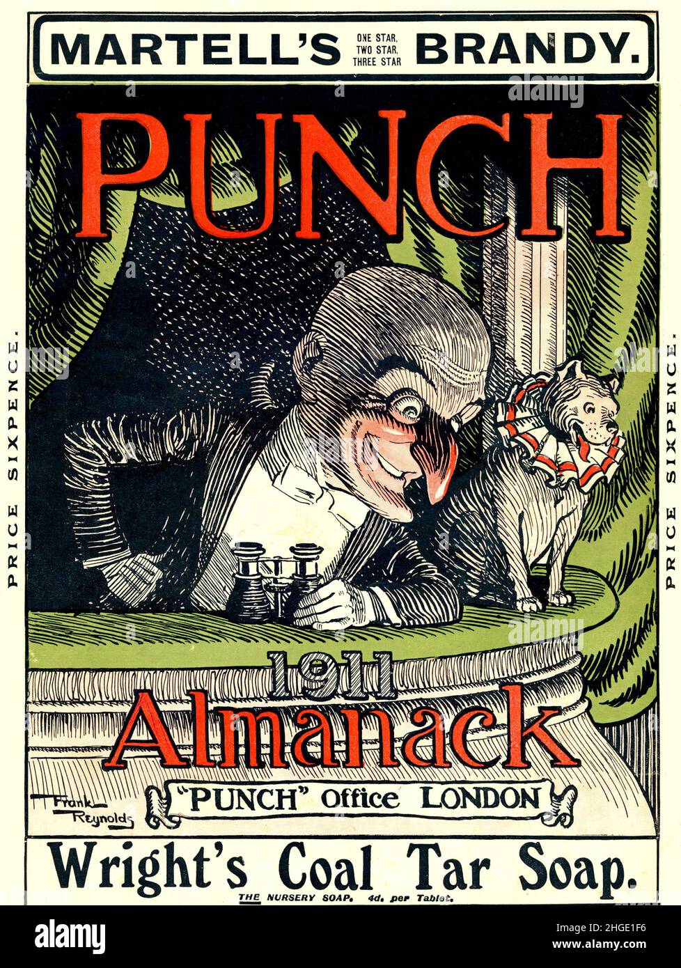Vintage-Cover des satirischen Punch Magazine Almanack 1911 Stockfoto