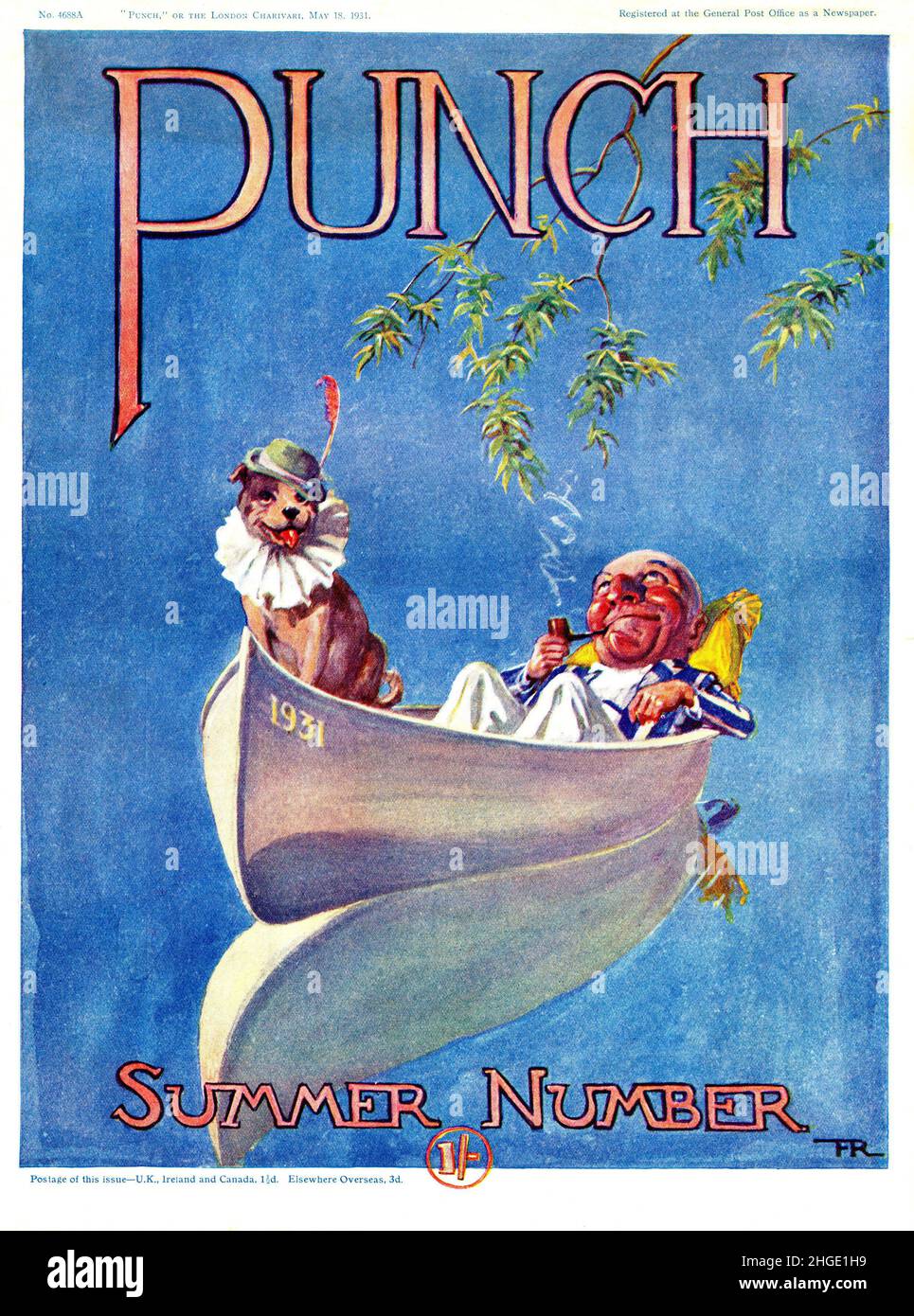 Vintage-Cover des satirischen Punch Magazine im Sommer 1931 Stockfoto