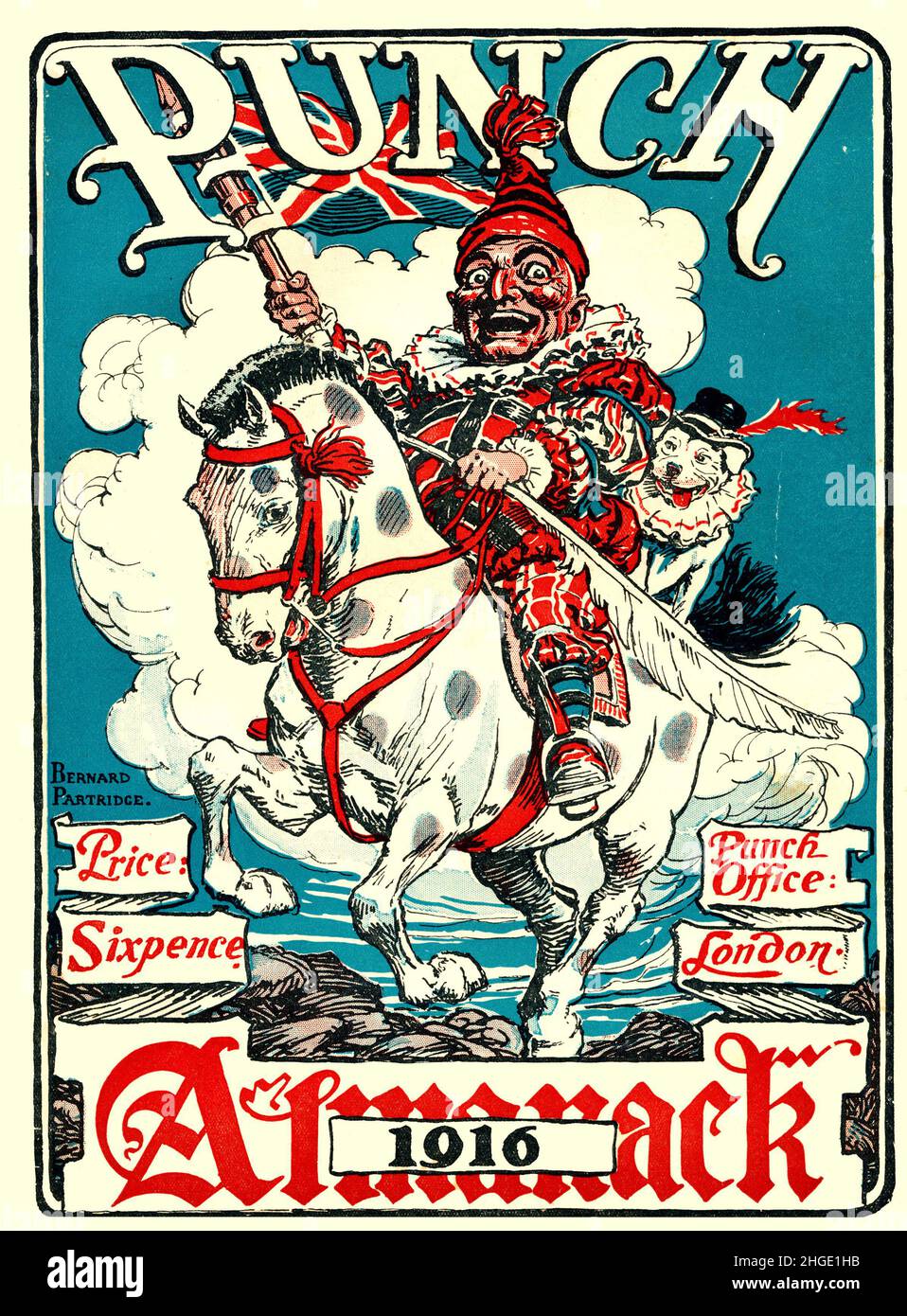 Vintage-Cover des satirischen Punch Magazine Almanack, 1916 Stockfoto