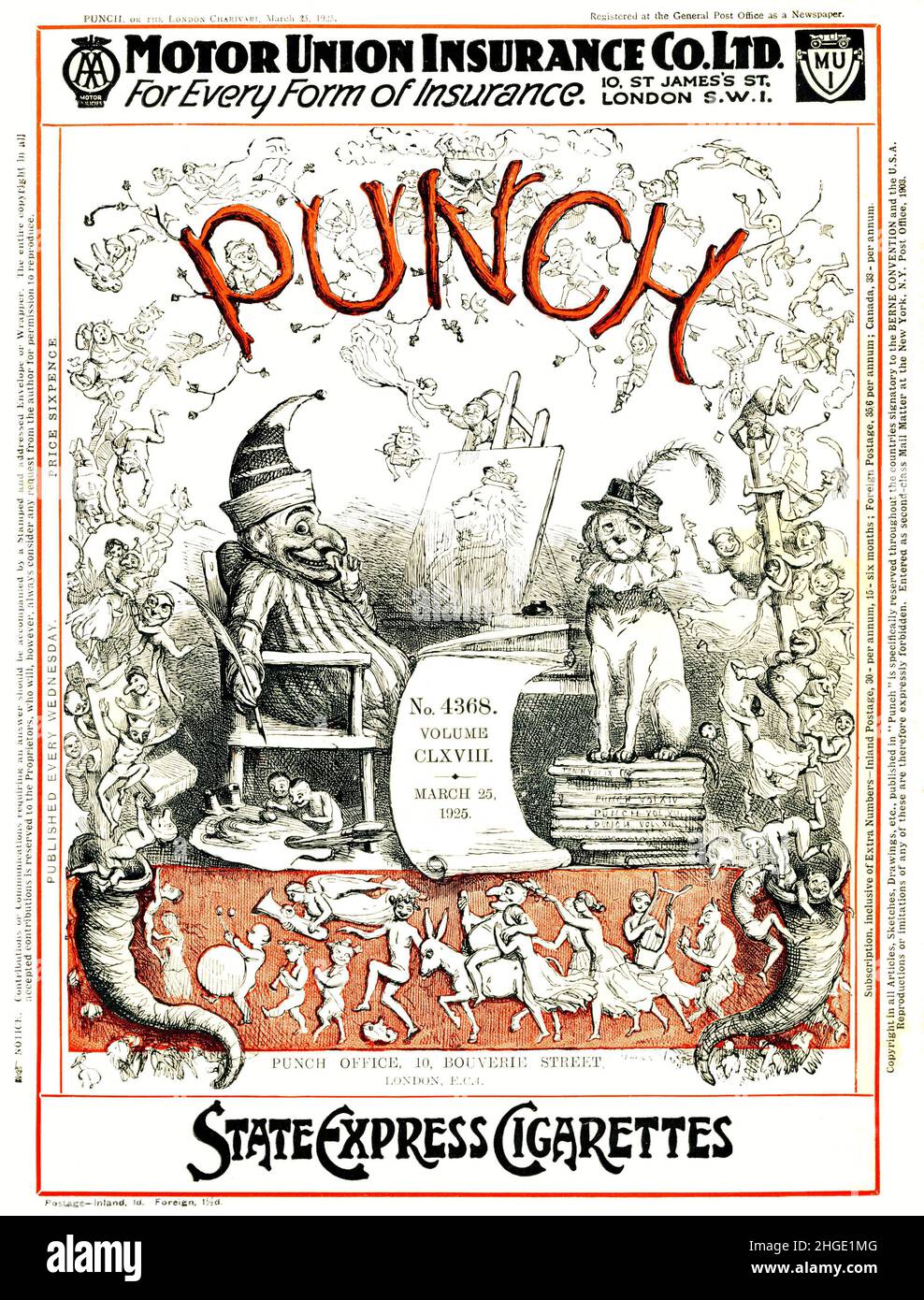 Vintage-Cover des satirischen Punch Magazine von 1925 Stockfoto