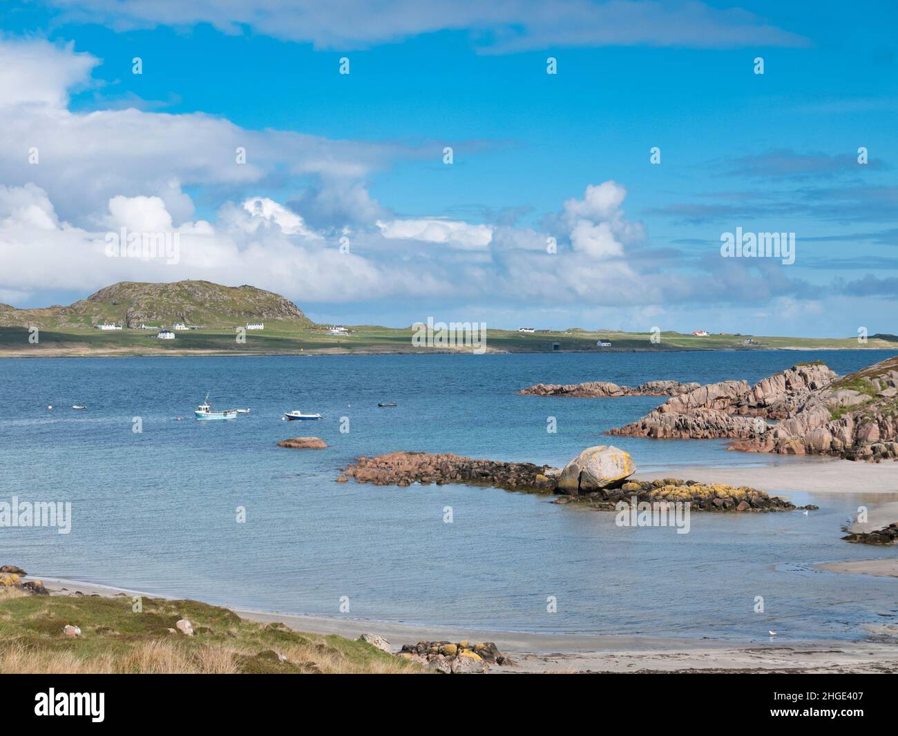 Blick auf die Bucht von Fionnphort, Isle of Mull Stockfoto