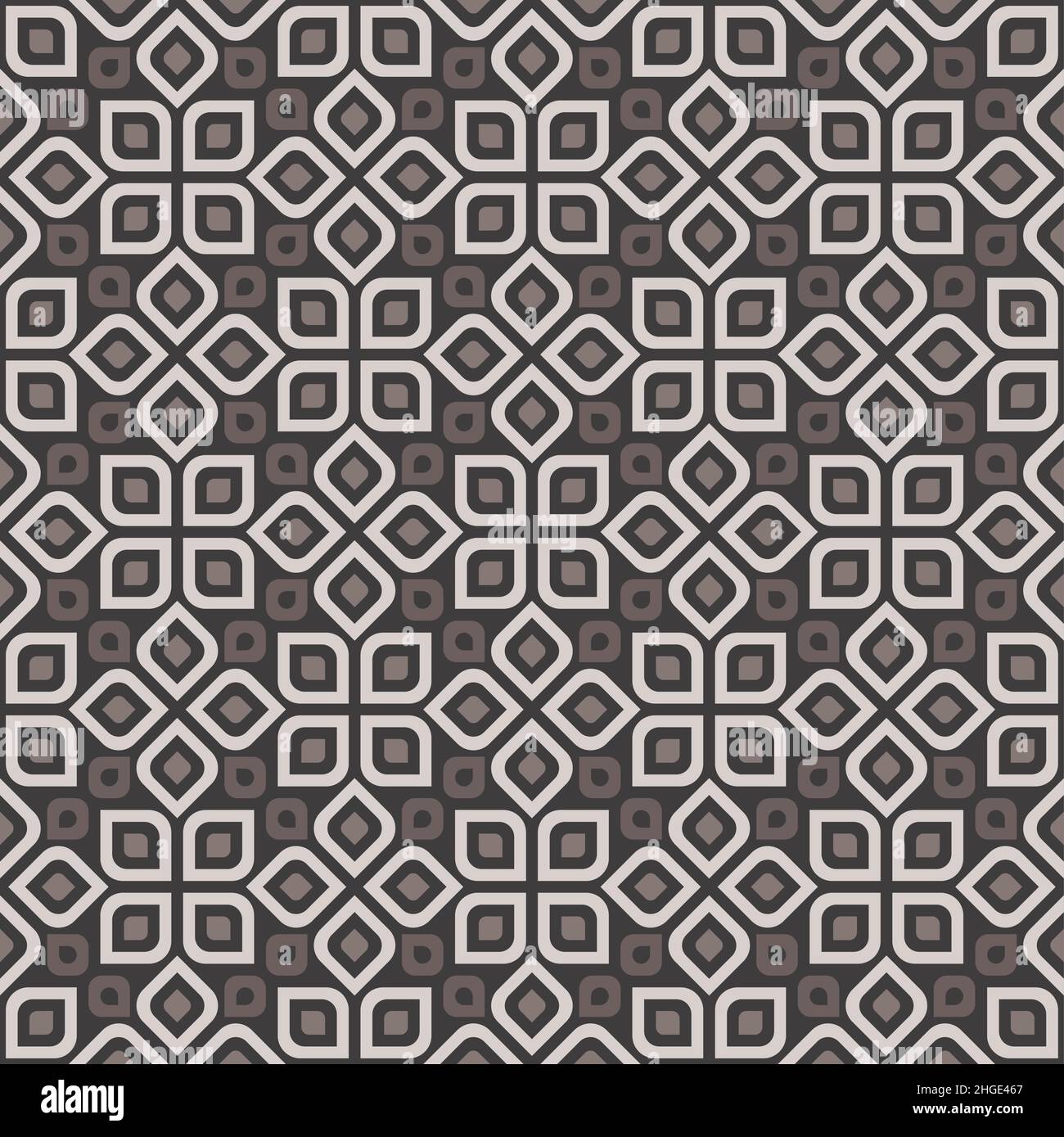 Retro Geometrischer nahtloser Hintergrund in Schwarz-Weiß-Farbe. Vektor-kachelbares Muster. Stock Vektor