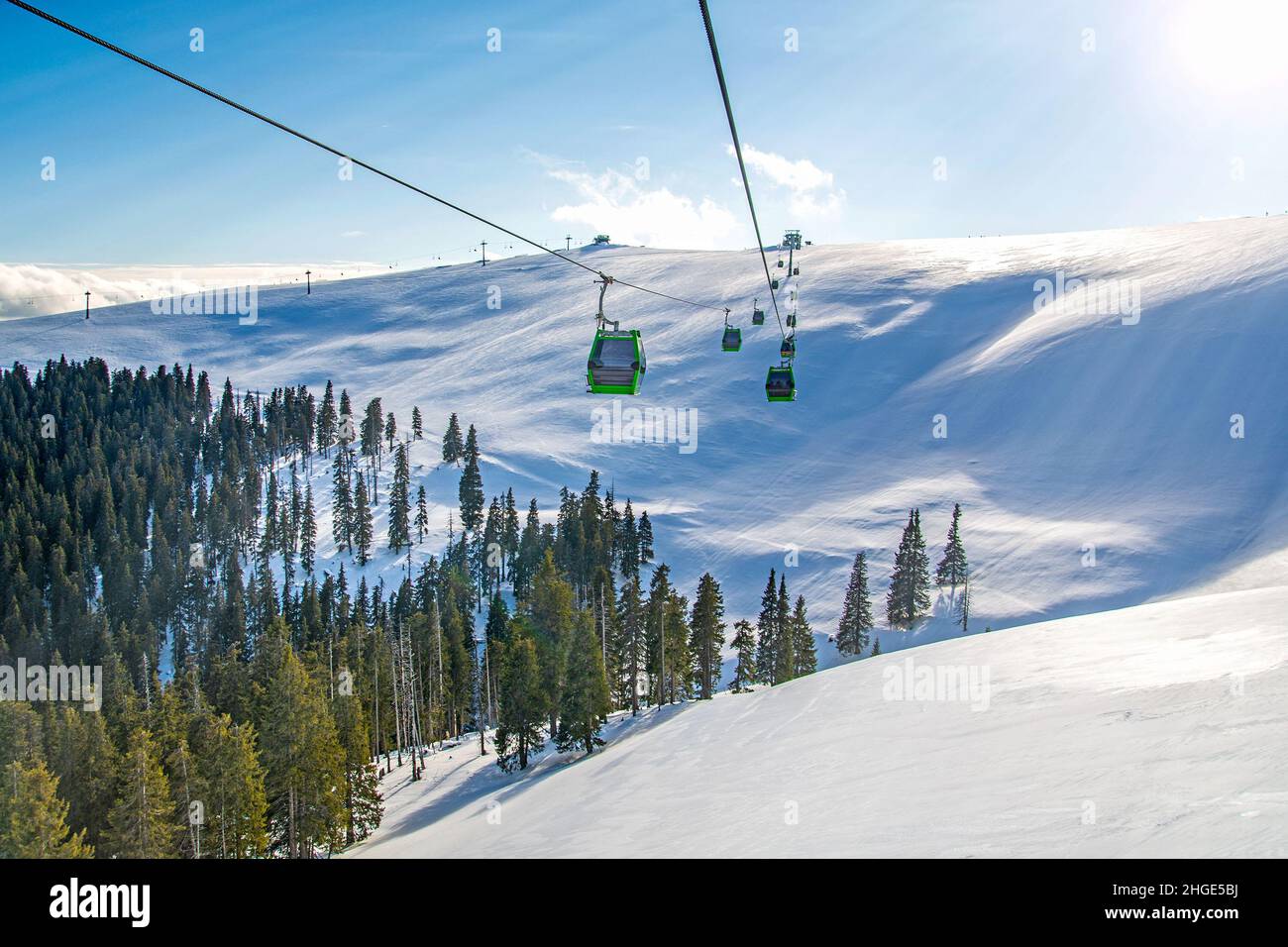 Winterlandschaft in Rumänien, Transalpina Skigebiet, Karpaten Stockfoto
