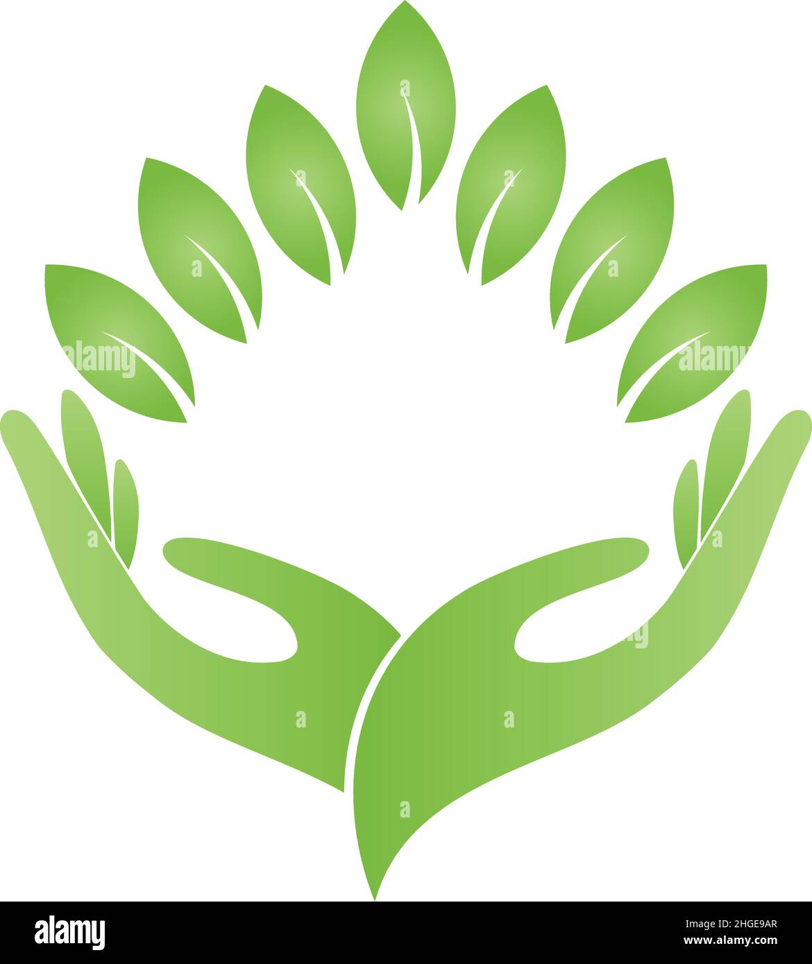 Hände, Blätter, Pflanze, Wellness, Gärtner, Logo Alamy