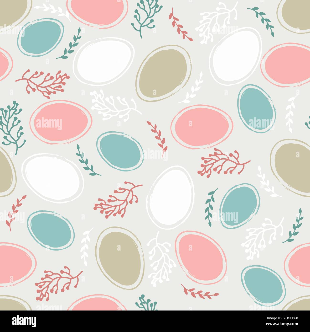 Ostermuster mit Eiern und Blumen in Pastellfarben. Nahtlose Beziehung für dein Design. Design für Titel für die Website, Banner, Poster, Karte, Papier Stock Vektor