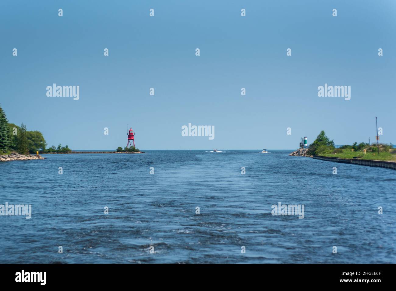 Die Mündung oder Mündung des Thunder Bay River und Lake Huron Stockfoto