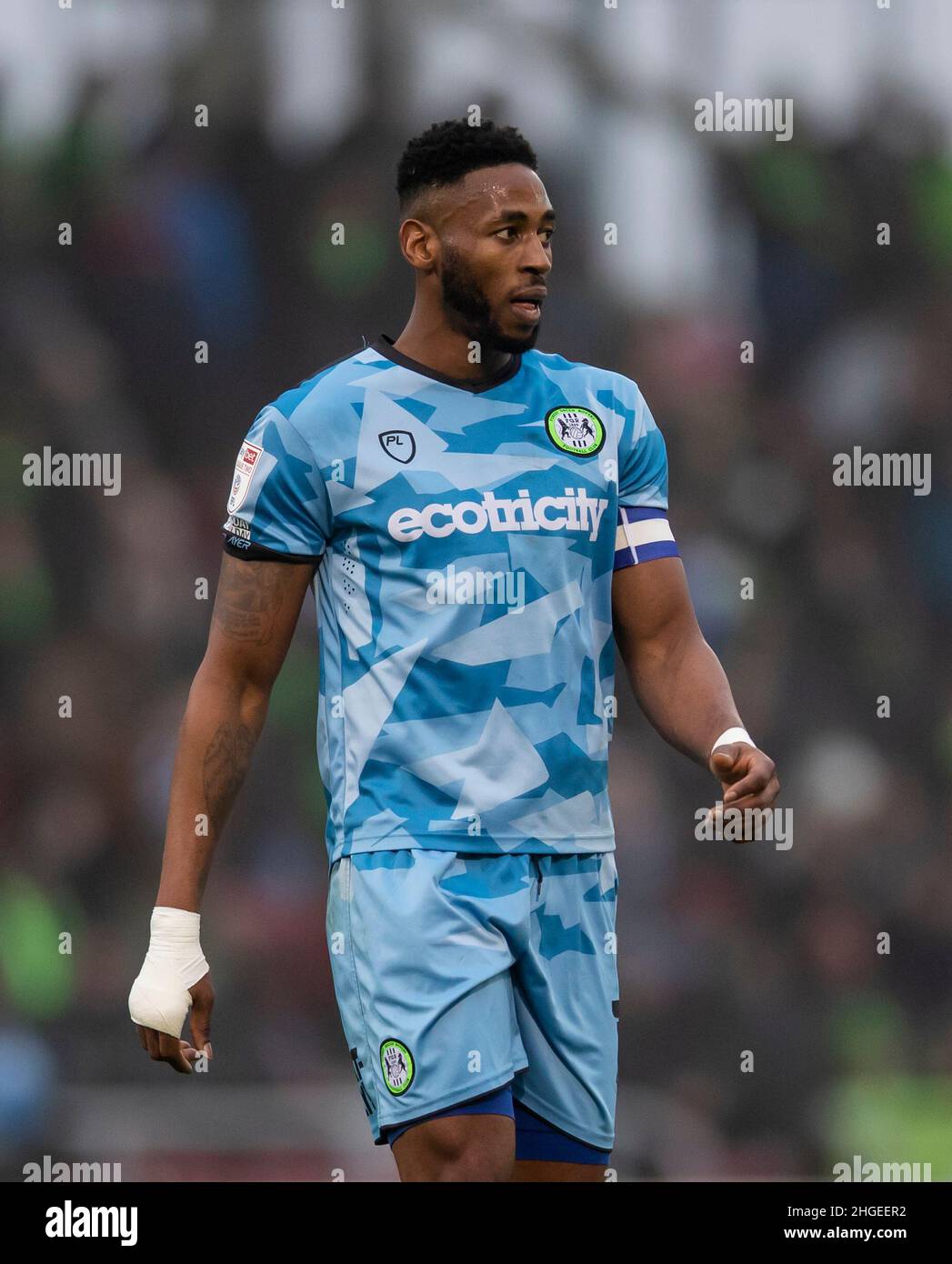 Jamille Matt von Forest Green Rovers während des zweiten Spiels der Sky Bet League im Sixfields Stadium, Northampton. Bilddatum: Samstag, 15. Januar 2022. Stockfoto