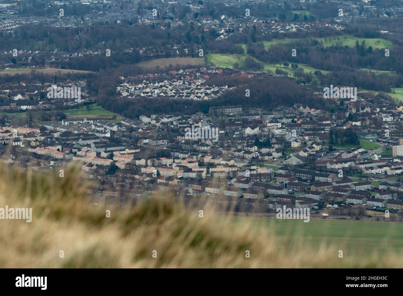 Tullibody, Clackmannanshire, Schottland - von den Ochil Hills aus gesehen Stockfoto