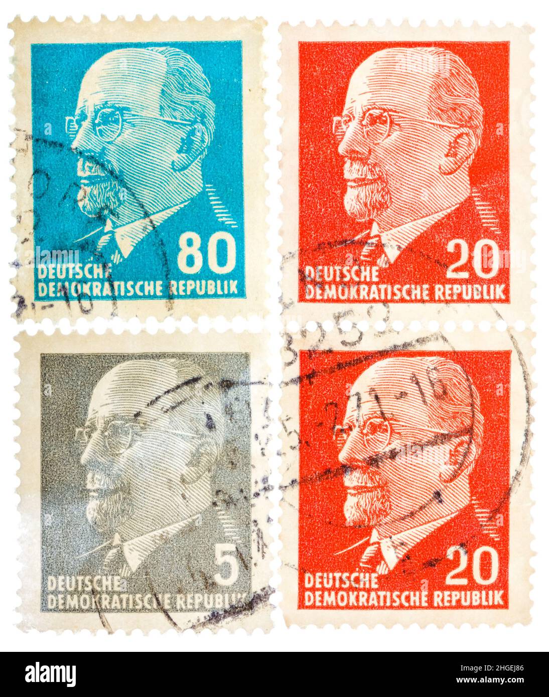 Postkarte in der BRD zeigt Porträt Walter Ulbricht - deutscher kommunistischer Politiker Stockfoto
