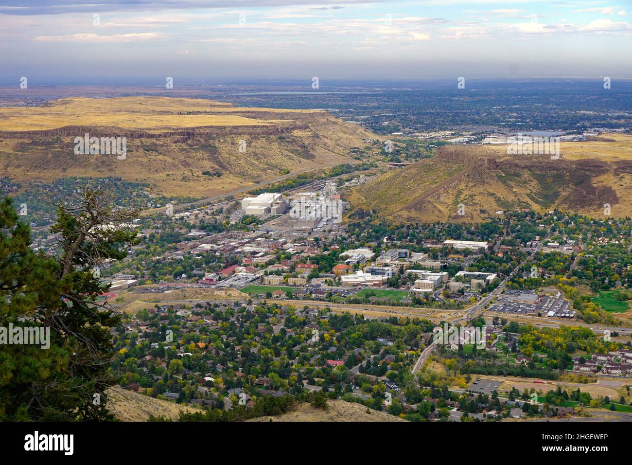 Blick auf Golden Colorado vom Lookout Mountain Stockfoto