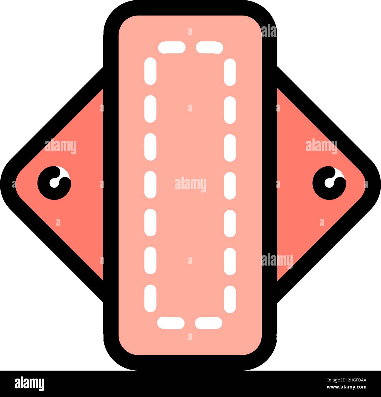 Wiederverwendbares Farbsymbol Für Das „Zero Waste“-Hygienepad Für Frauen. Umweltfreundliches Piktogramm Hygiene Pad Line. Symbol Für „Sanitary Bio Menstruation Pad“. Isolierte Vektorgrafik Stock Vektor