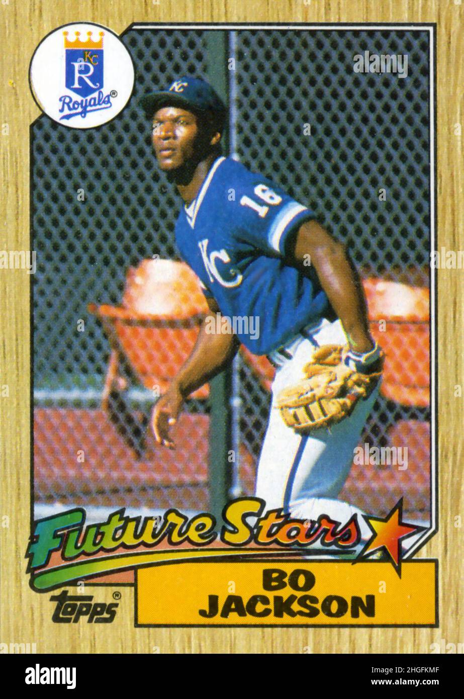 Bo Jackson 1987 Topps Baseballkarte mit den Kansas City Royals Stockfoto
