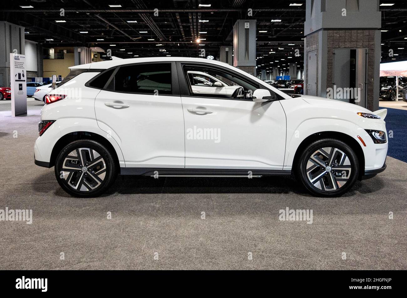 Washington, DC, USA. 20th Januar 2022. 20. Januar 2022 - Washington, DC, Vereinigte Staaten: Der Hyundai Kona Electric Limited 2022 auf der Washington, DC Auto Show 2022. (Bild: © Michael Brochstein/ZUMA Press Wire) Stockfoto