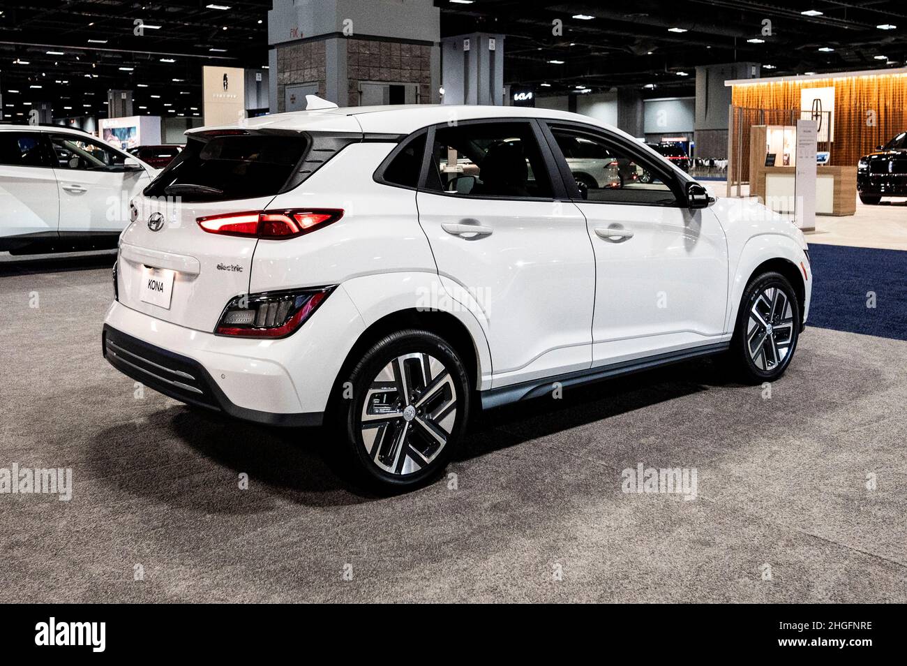 Washington, DC, USA. 20th Januar 2022. 20. Januar 2022 - Washington, DC, Vereinigte Staaten: Der Hyundai Kona Electric Limited 2022 auf der Washington, DC Auto Show 2022. (Bild: © Michael Brochstein/ZUMA Press Wire) Stockfoto