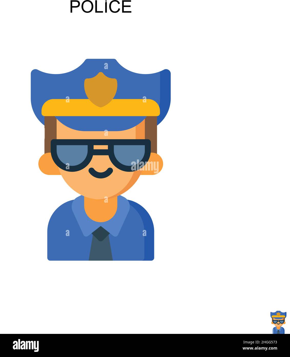 Polizei einfache Vektor-Symbol.perfekte Farbe modernes Piktogramm auf bearbeitbaren Strich. Polizeisymbole für Ihr Geschäftsprojekt Stock Vektor