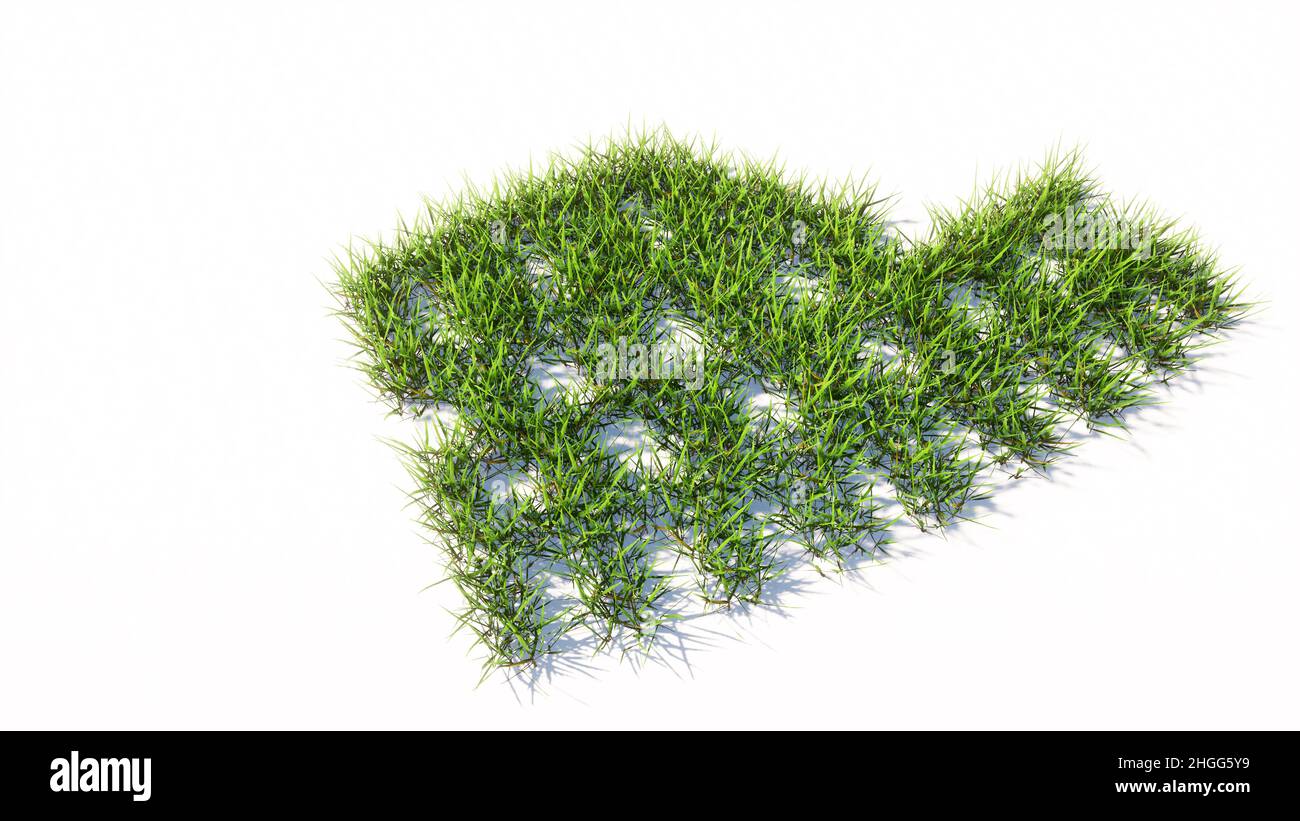 Konzept oder konzeptuelle grüne Sommer Rasen Gras Symbol Form isoliert weißen Hintergrund, Kolloseum Symbol. 3D Illustration Metapher für Reisen, Geschichte Stockfoto