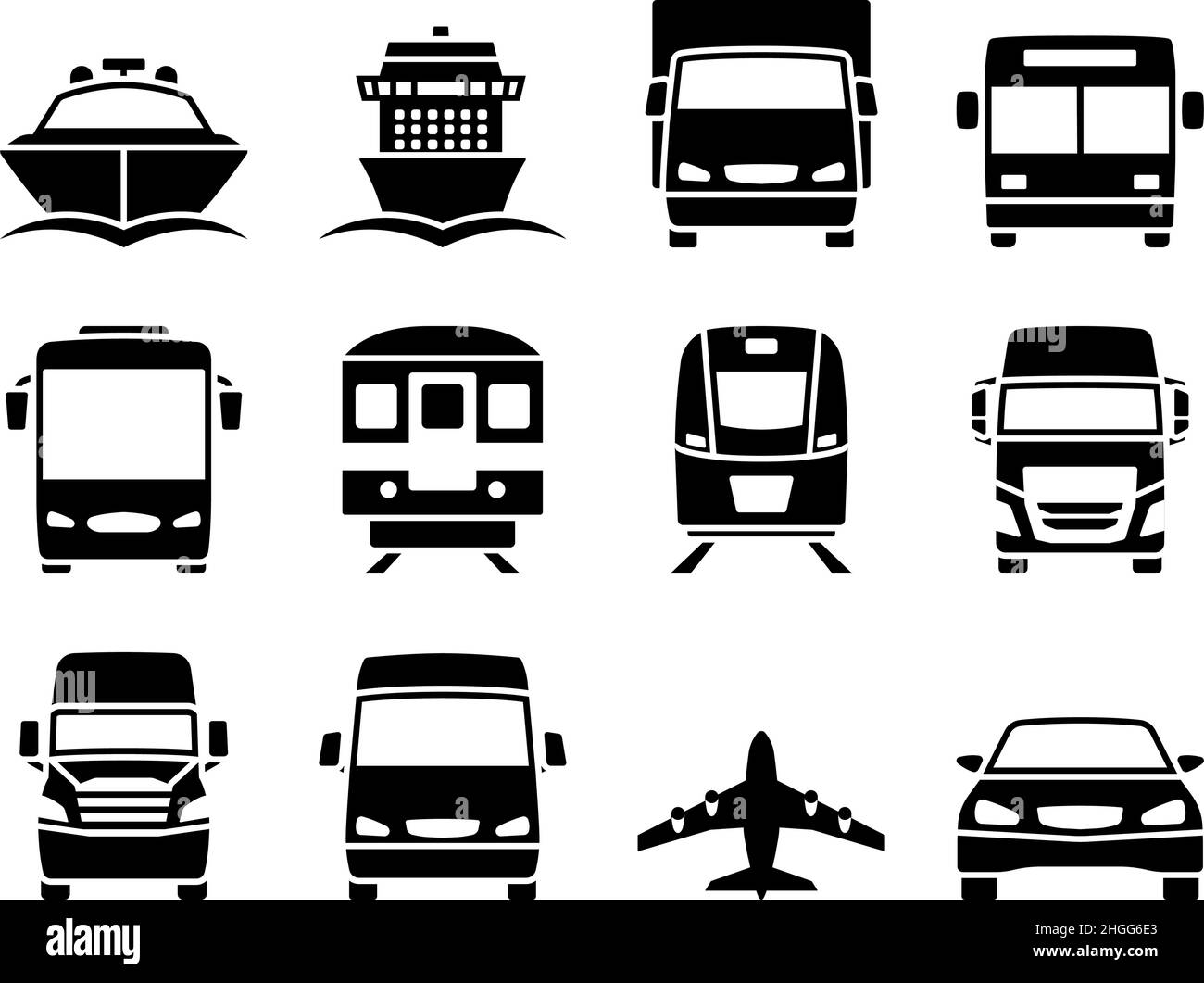 Transportsymbol Eingestellt. Vollständig editierbare Vektorgrafik. Text erweitert. Stock Vektor