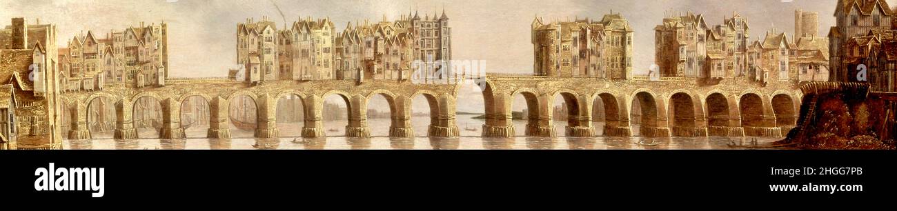 Claude de Jong - Blick auf die London Bridge (beschnitten) - ca. 1632 Stockfoto