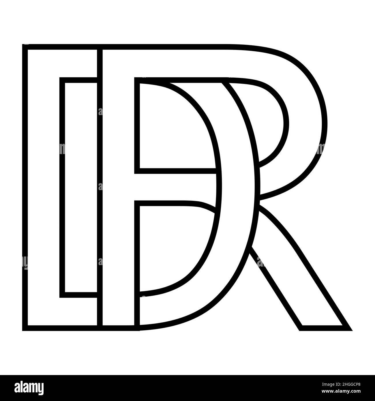 Logozeichen dr Rd Symbol nft dr Zeilensprungbuchstaben d r Stock Vektor