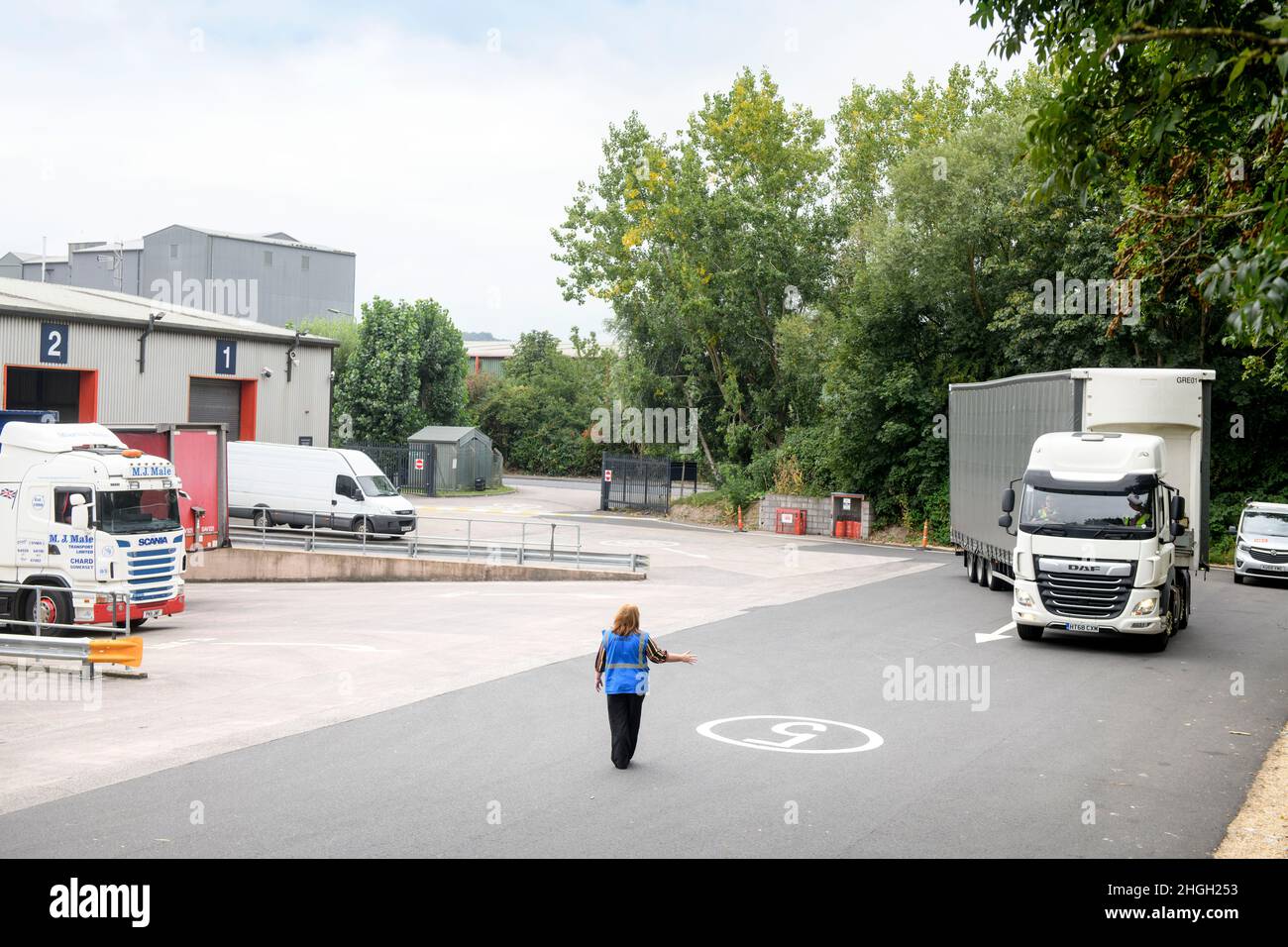 HGV1 Fahrer und Ausbilder während einer Trainingseinheit, Großbritannien. Stockfoto