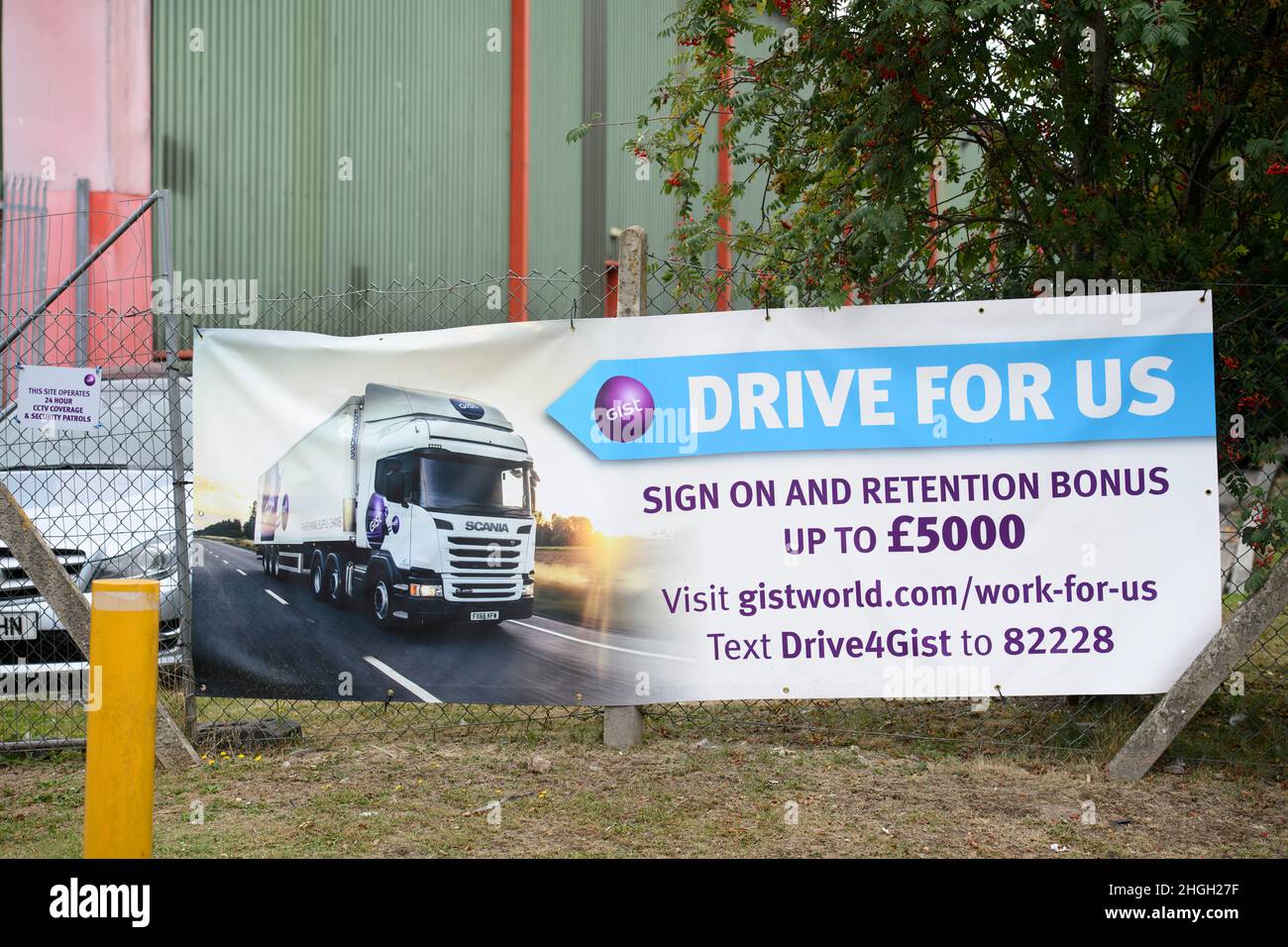 Anzeige für Fahrer durch das Management-Unternehmen Gist der Firma bei ihrem Depot in Portbury in der Nähe von Bristol, Großbritannien Stockfoto