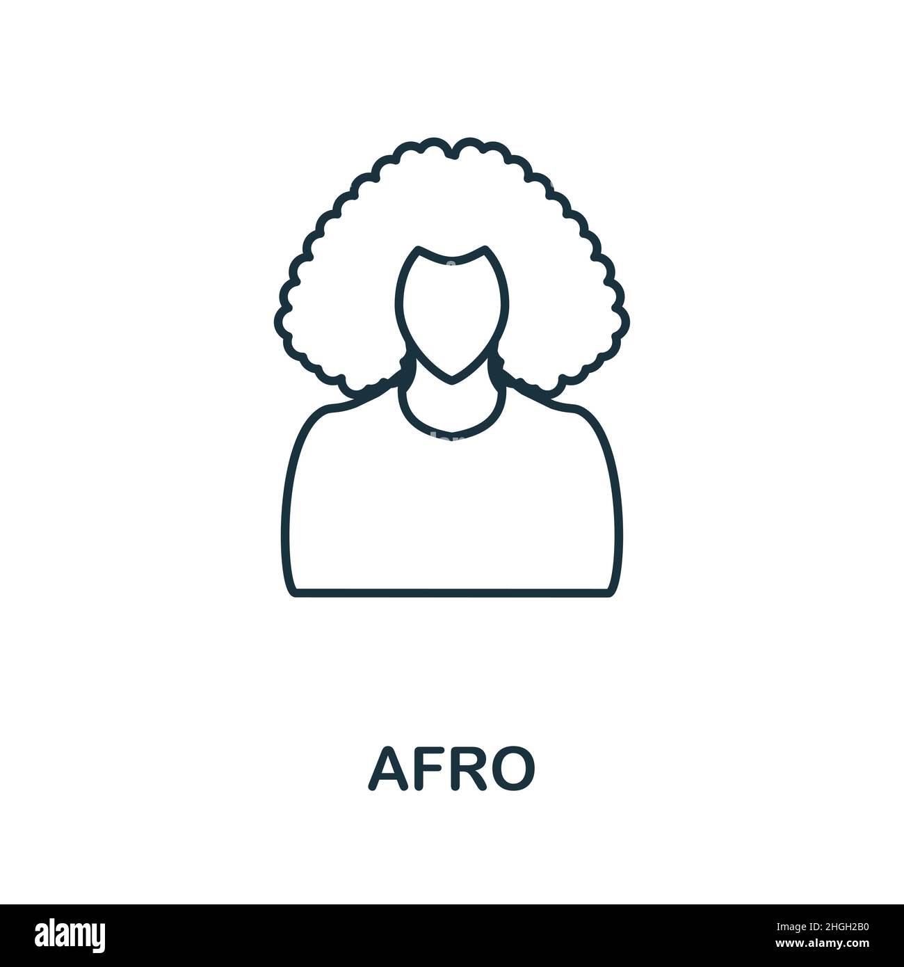 Afro-Symbol. Line-Element aus Friseur-Sammlung. Lineares Afro-Icon-Zeichen für Webdesign, Infografiken und mehr. Stock Vektor