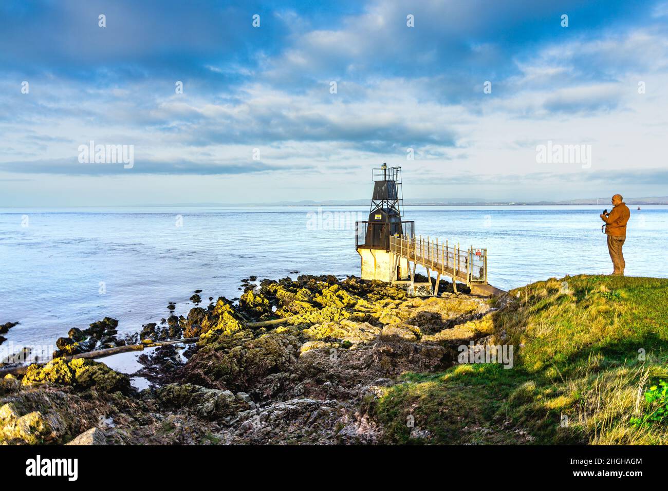 Portishead Battery Point auf den Bristolkanal Stockfoto