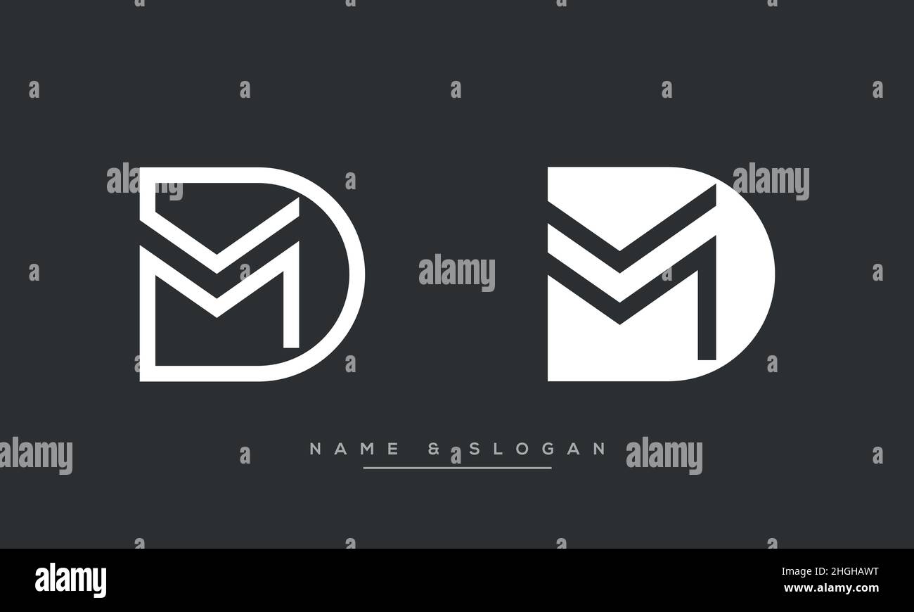 Moderner abstrakter Buchstabe MD, DM-Logo-Design. Minimale MD-, DM-initiale basierte Symbolvektoren Stock Vektor