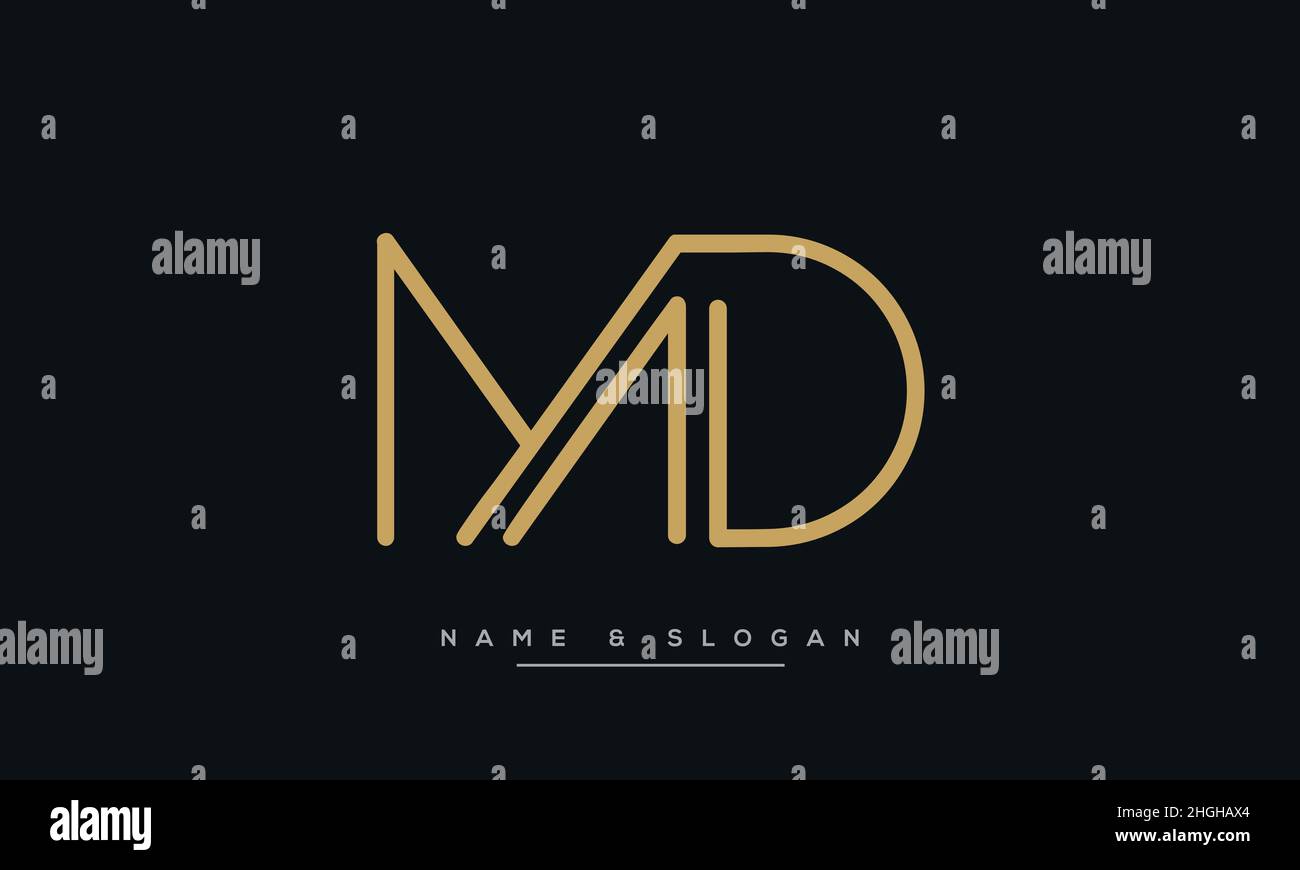 Moderner abstrakter Buchstabe MD, DM-Logo-Design. Minimale MD-, DM-initiale basierte Symbolvektoren Stock Vektor