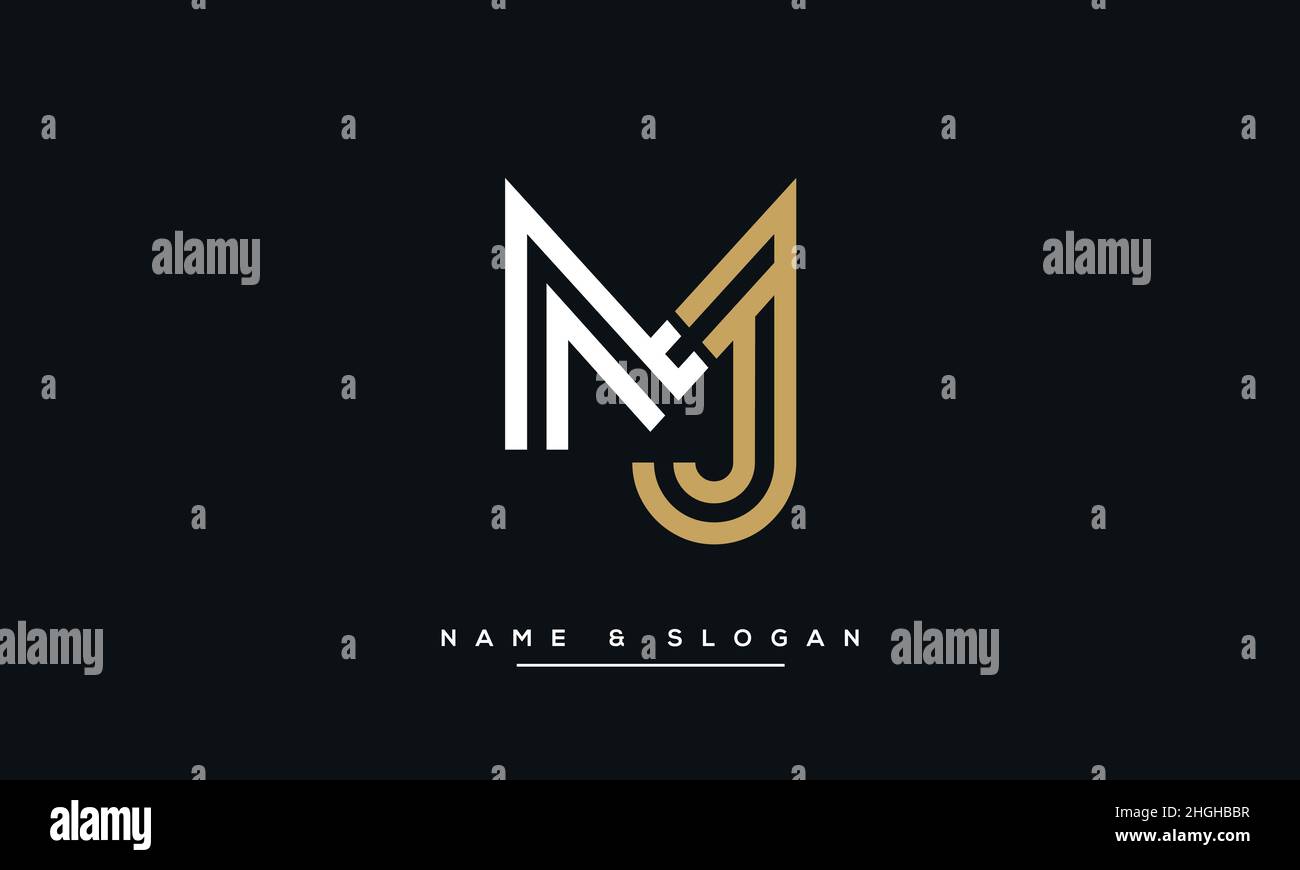 Modernes Design mit abstraktem Buchstaben, MJ, JM-Logo. Minimaler Symbolvektor auf Basis von MJ, JM Initial Stock Vektor