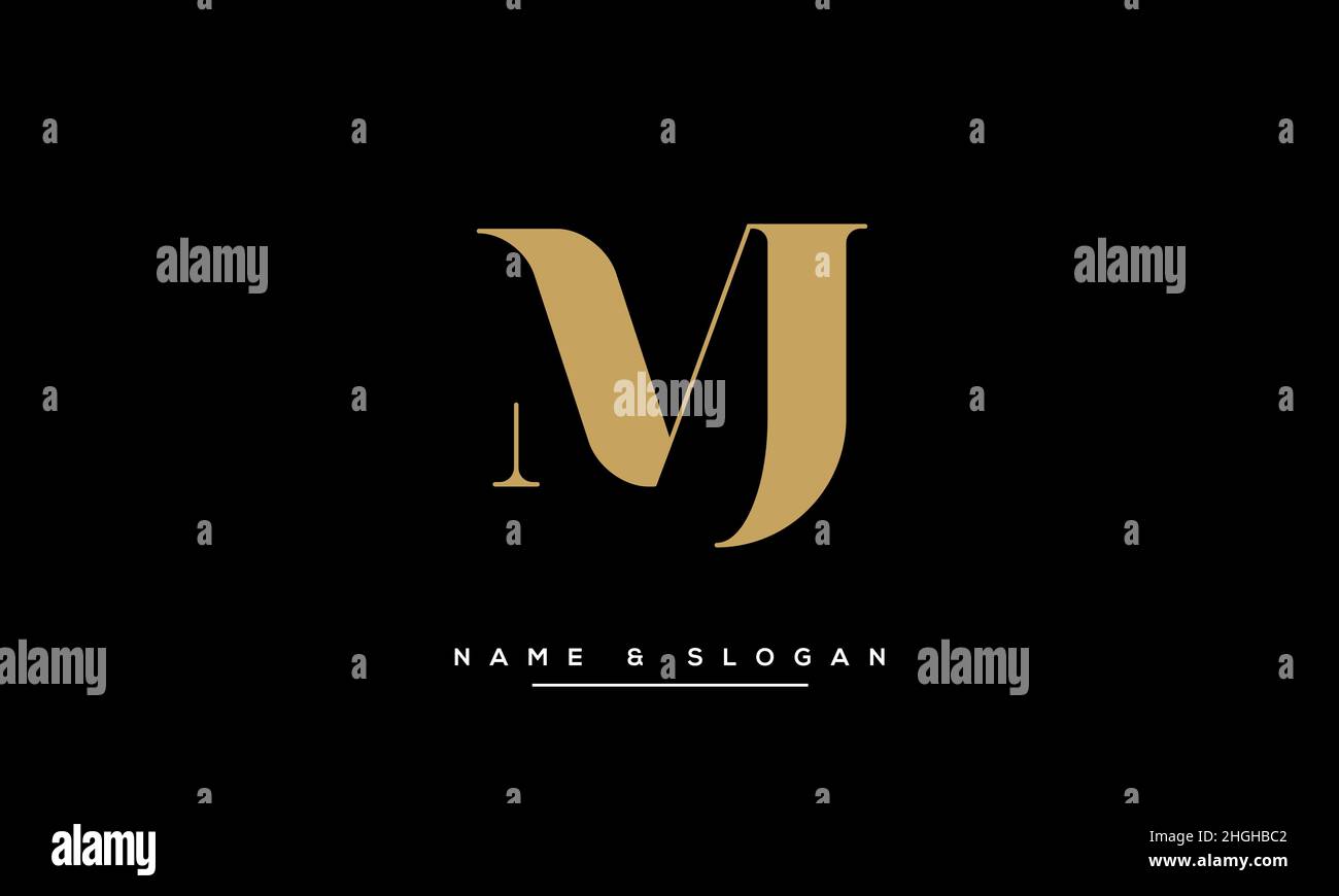 Modernes Design mit abstraktem Buchstaben, MJ, JM-Logo. Minimaler Symbolvektor auf Basis von MJ, JM Initial Stock Vektor