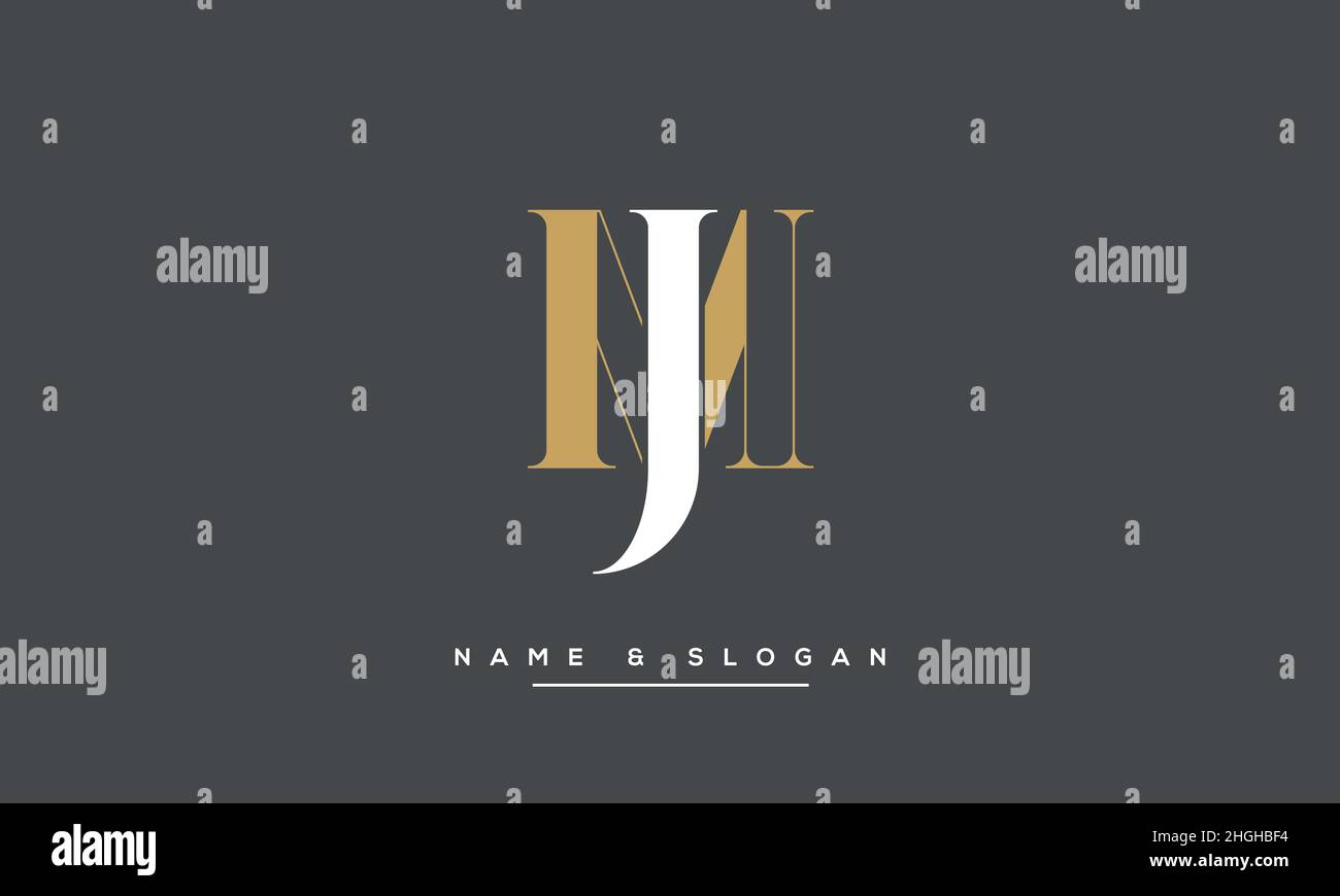 Modernes Design mit abstraktem Buchstaben, MJ, JM-Logo. Minimaler Symbolvektor auf Basis von MJ, JM Initial Stock Vektor