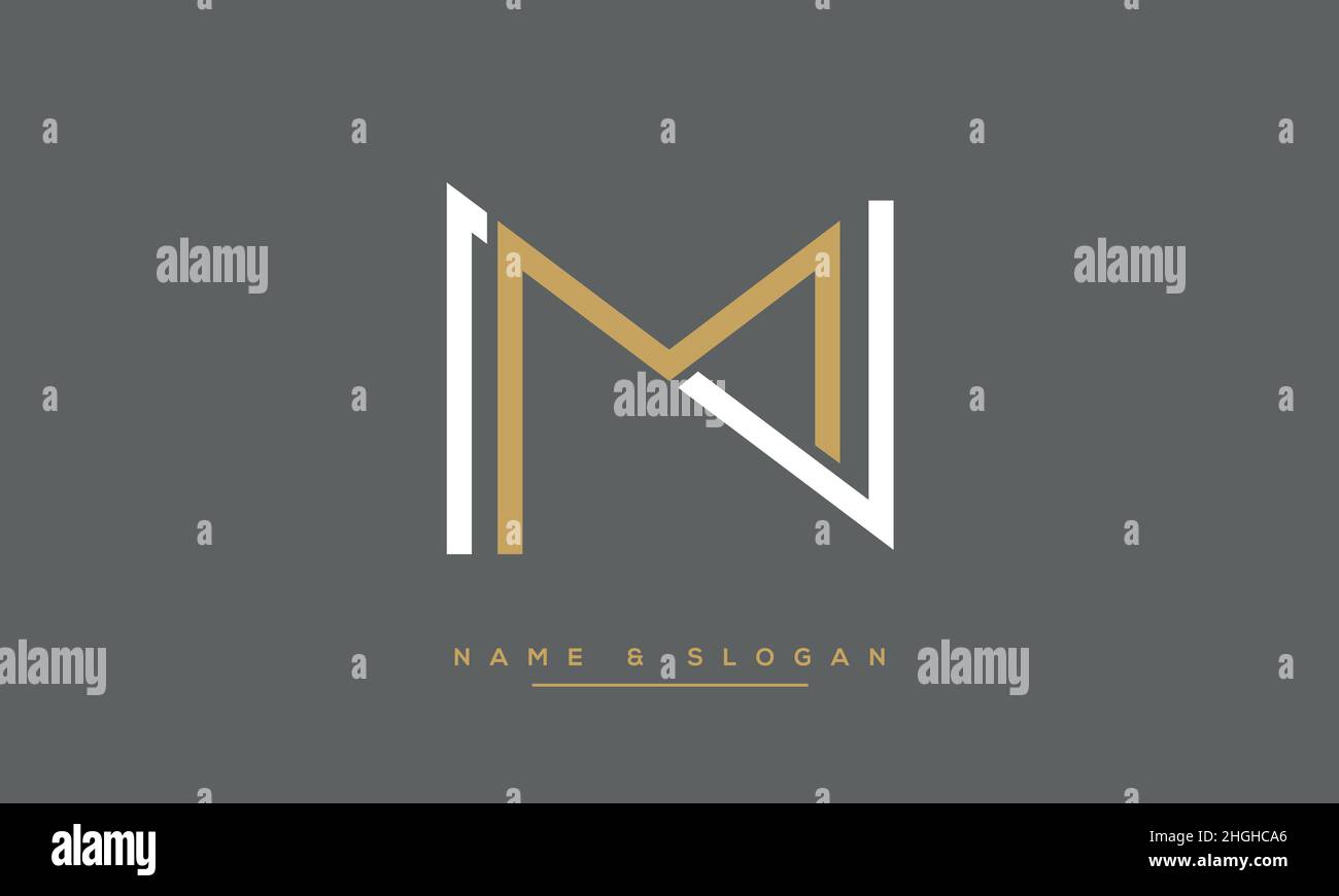 Modernes, abstraktes Design mit MN-Logo und NM-Schriftzug. Minimale MN-, NM-Initialsymbole Stock Vektor