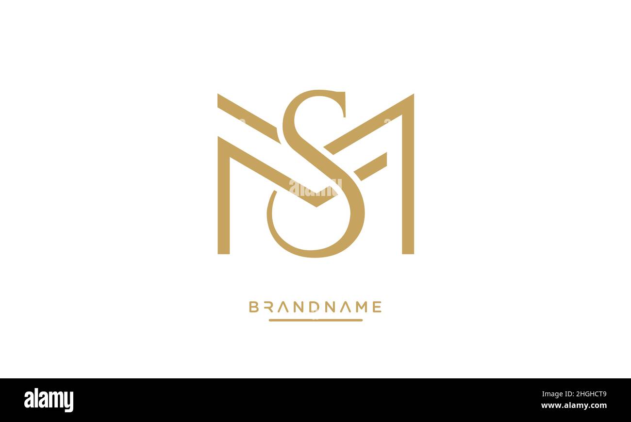 Modernes, abstraktes MS-Logo im Buchstaben, SM-Logo. Minimale MS-, SM-initiale Symbolvektoren Stock Vektor