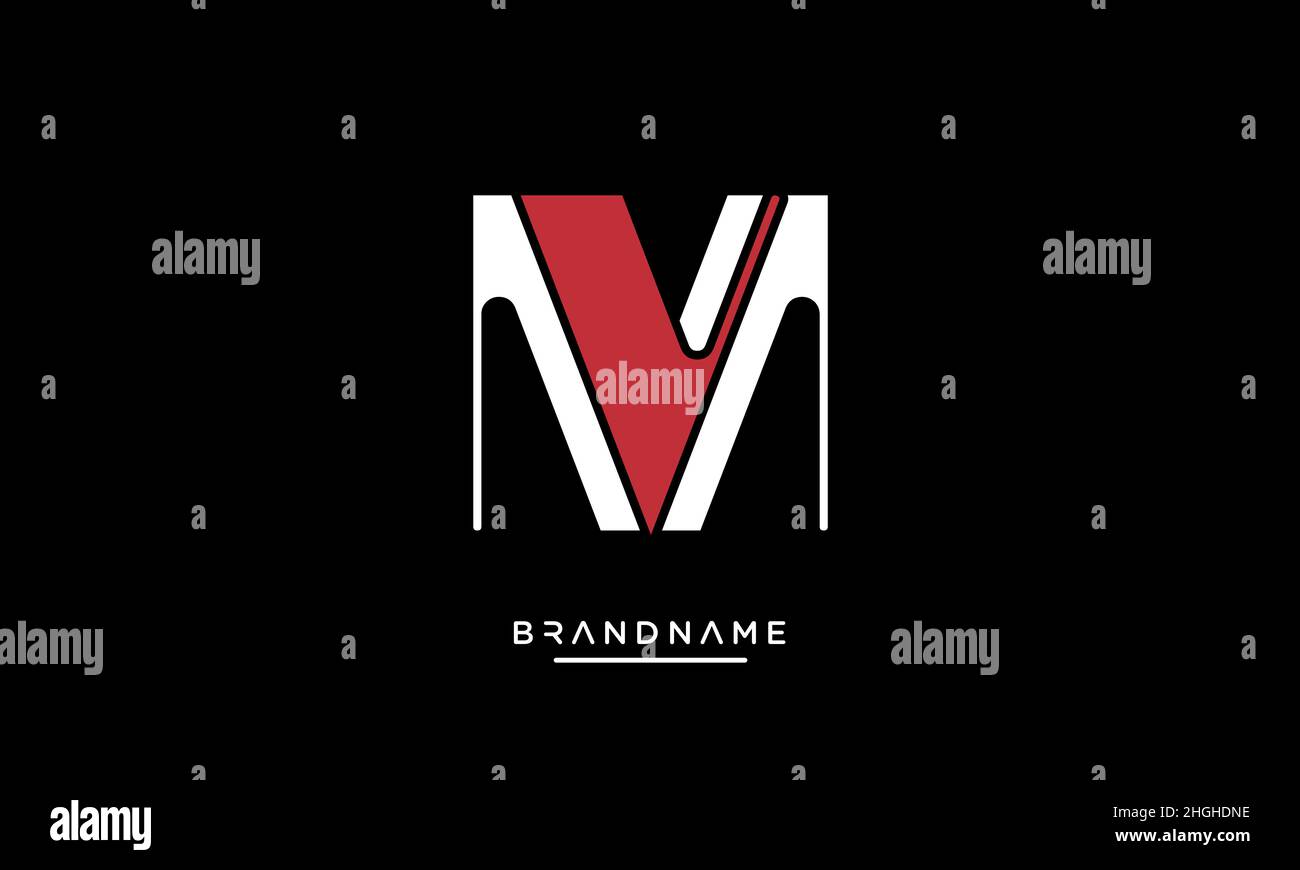 Modernes Design mit abstraktem Buchstaben MV, VM-Logo. Minimaler MV-, VM-initialer Symbolvektor Stock Vektor