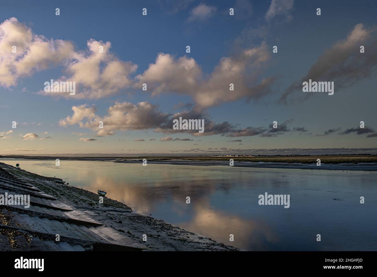 Saint Valery sur Somme, baie de Somme, Chenal et reflets dans l'Eau, Stockfoto