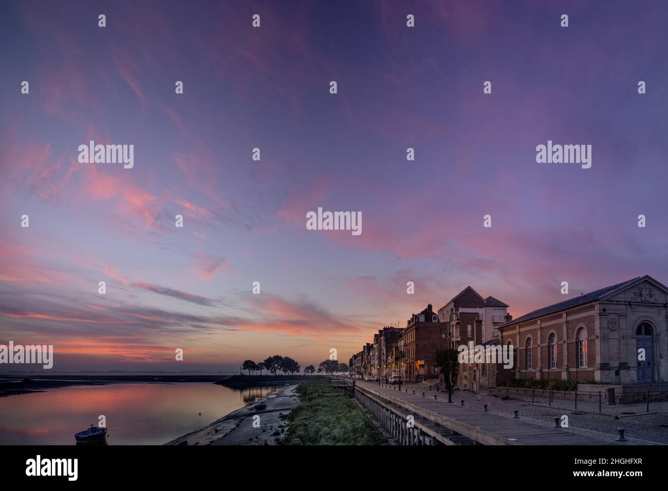 Saint Valery sur Somme, baie de Somme, Chenal et reflets dans l'Eau, Stockfoto