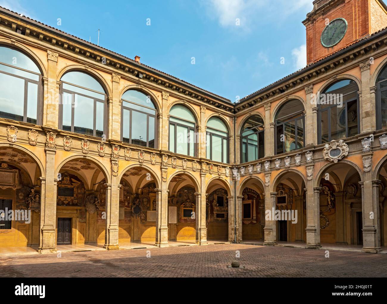 Palast von Archiginnasio, Universität von Bologna, Italien Stockfoto