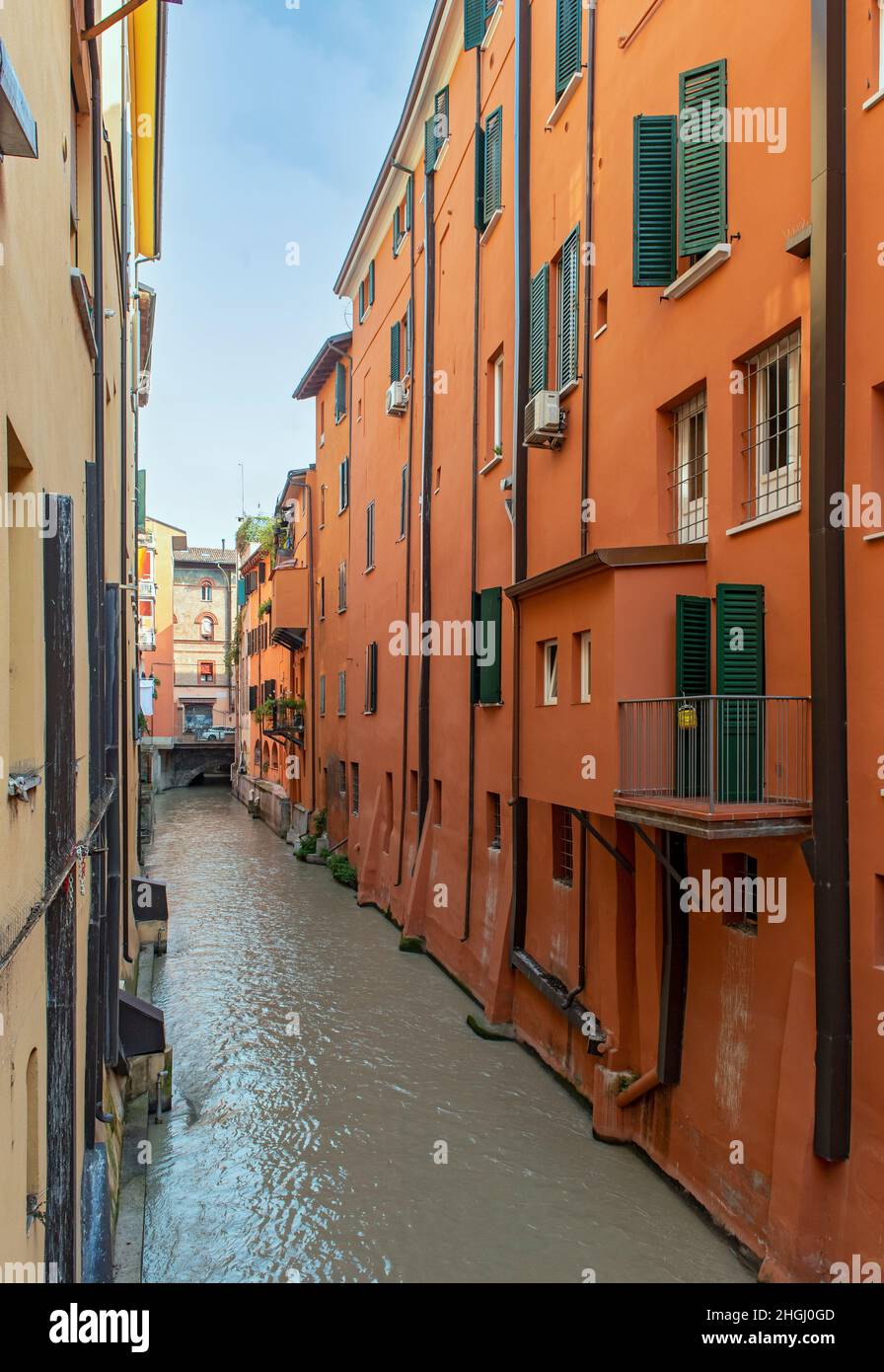 Canale delle Moline, Via Piella, Bologna, Italien Stockfoto