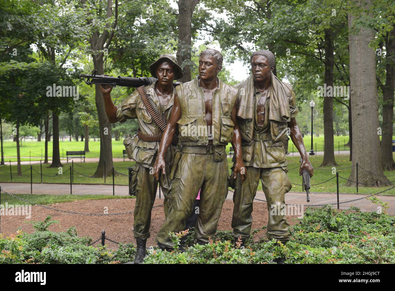 Die drei Soldaten am Vietnam Veterans Memorial in Washington DC, USA. Stockfoto