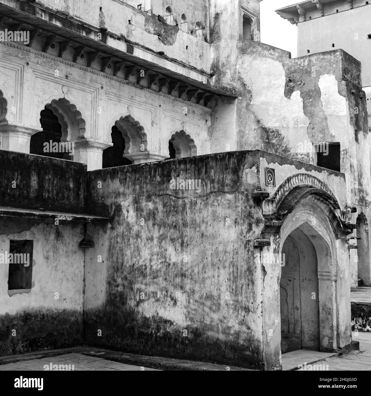 Jahangir Mahal (Orchha Fort) in Orchha, Madhya Pradesh, Indien, Jahangir Mahal oder Orchha Palace ist Zitadelle und Garnison in Orchha. Madhya Prade Stockfoto