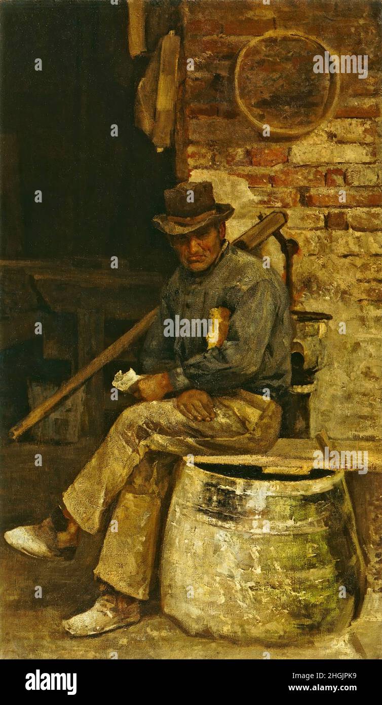 Muratore - 1891 - Öl auf Leinwand 46 x 36 cm - Sottocornola Giovanni Stockfoto