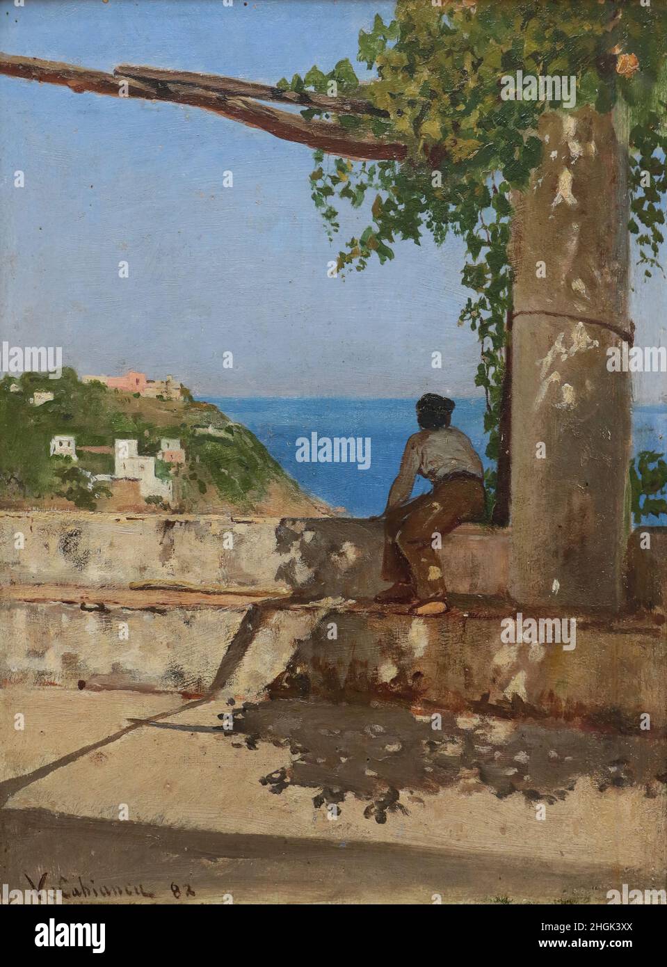 Marina presso Ladispoli - 1882 - Öl auf Holz 29,3 x 22,3 cm - Cabianca Vincenzo Stockfoto