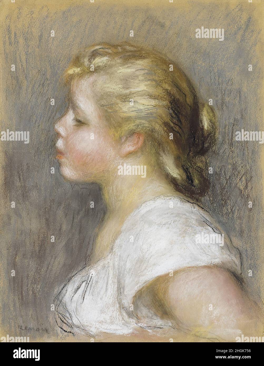 Renoir Auguste - Privatsammlung - Jeune fille de Profil - no date - Pastell auf Carta 40,5 x 31,1 cm Stockfoto