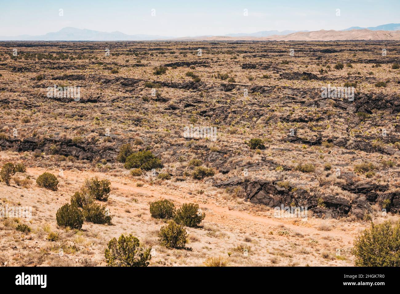 Der Malpais Lava Flow in New Mexico. Entstanden vor 5.000 Jahren, als ein Vulkan in das Tularosa-Becken ausbrach, der sich über 125 Quadratmeilen in geschmolzenem Gestein erstreckt Stockfoto